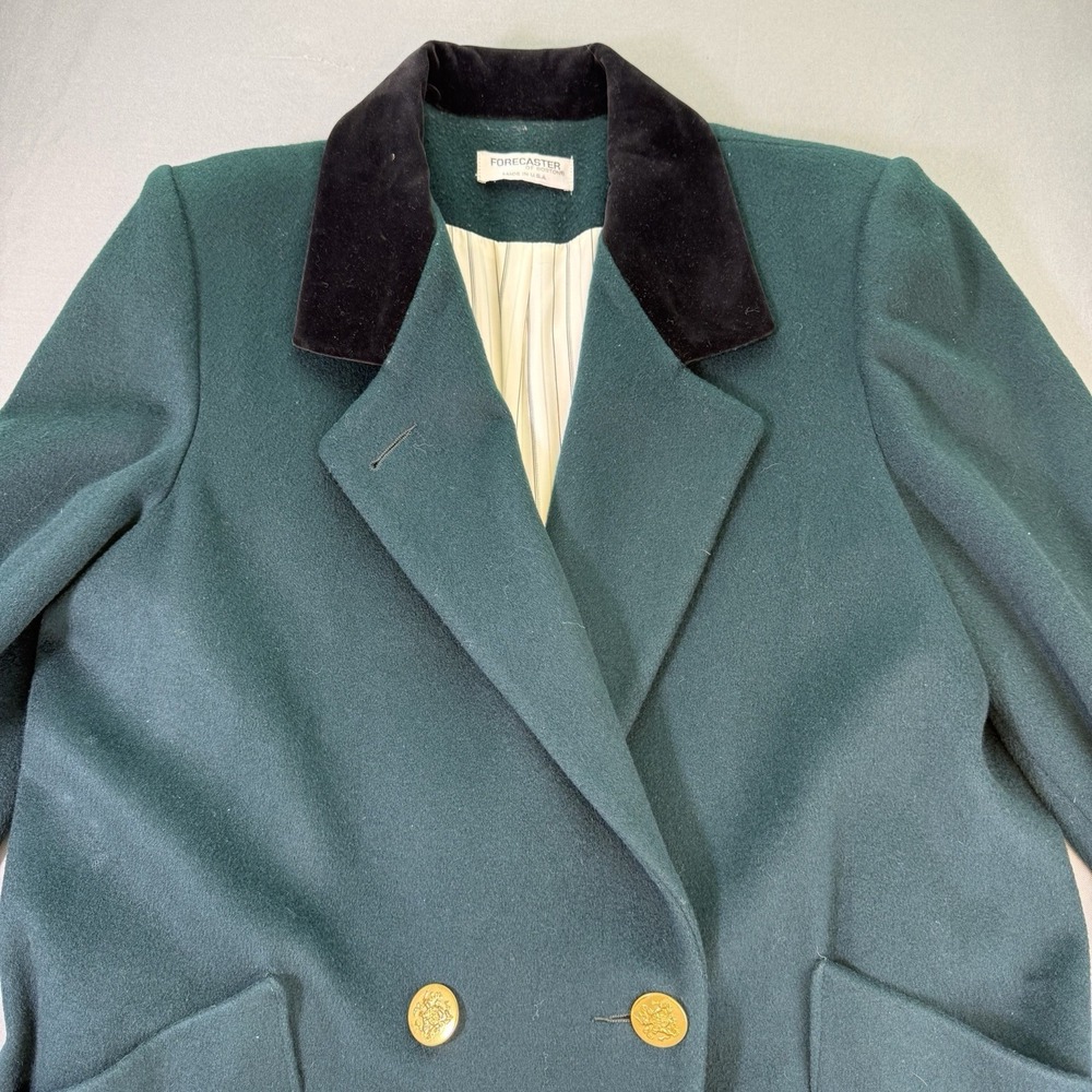Vintage Forecaster of Boston Double Breasted Green Wool Coat Women's Sz XL 13/14